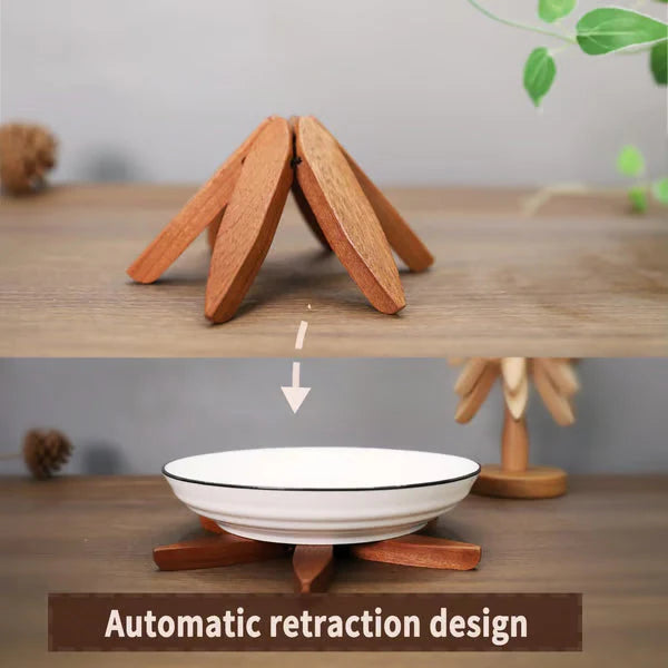 🔥Christmas Early Discount 49% Off✨Natural Tree Trivet Set - 4 Wooden Trivets & 1 Stand Like a Christmas Tree