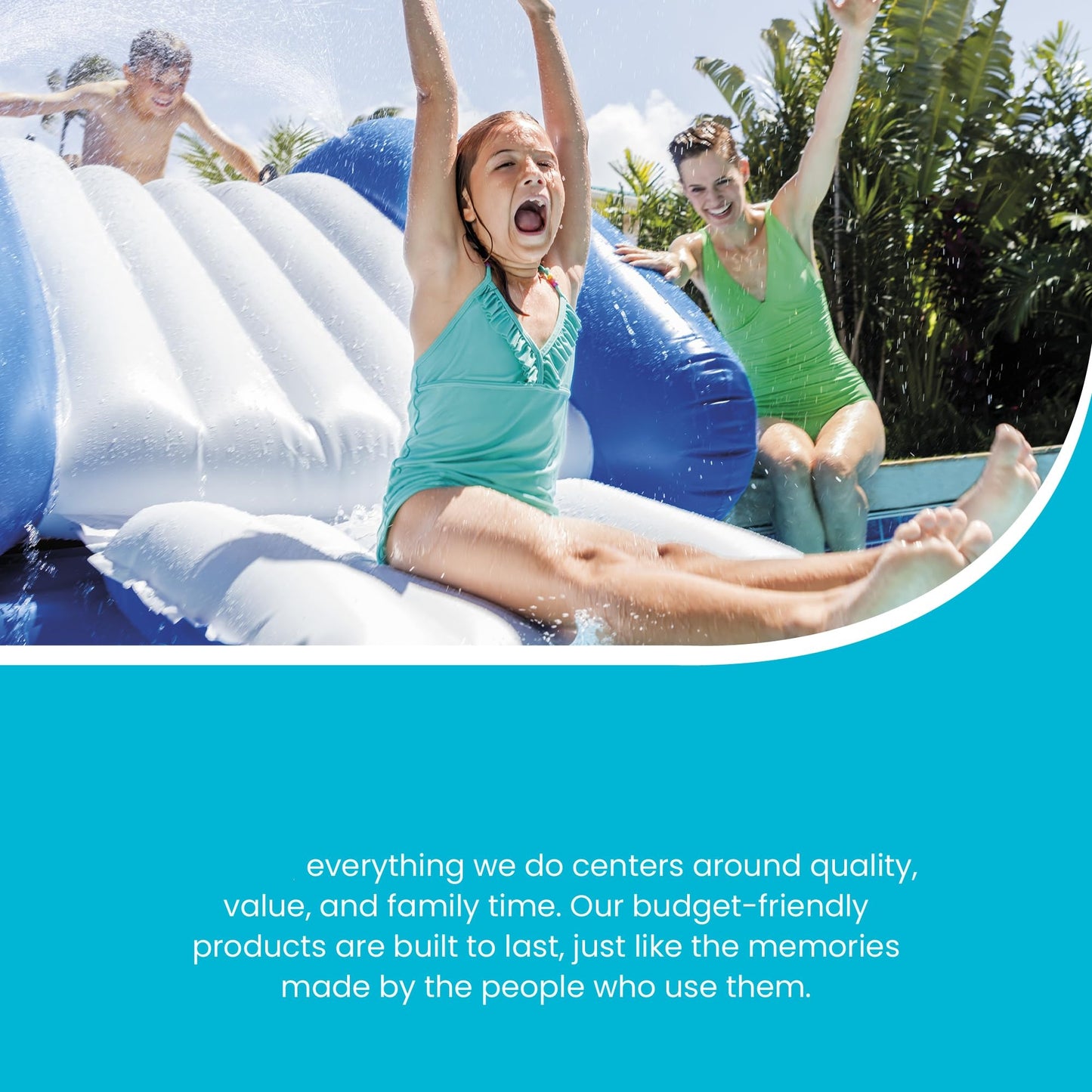 Inflatable Play Center Swimming Pool Water Slide, (Blue | Red Color Options)